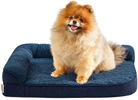 Lesure אורתופדי מיטת כלבים לכלבים קטנים - מיטות כלבים קטנות רחיצות עם אניה אטומה למים וכיסוי נשלף - L מיטות