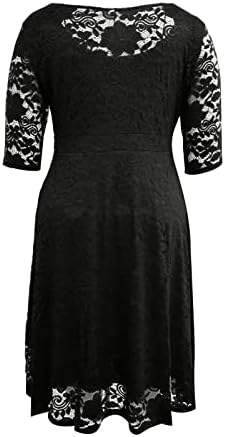 שמלות שקיעה של Fragarn לנשים, טמפרמנט נשים שרוול שרוול בן שלושה רבעים שרוול צבע אחיד בצבע אחיד O-צוואר