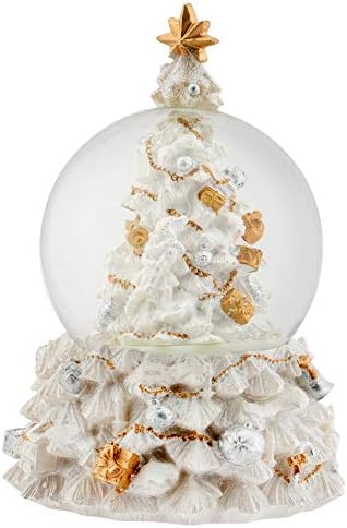 עיצובים של אלנזה עץ חג המולד מסתובב 100 ממ גלובוס מים מוזיקלי מנגן פעמוני ג'ינגל