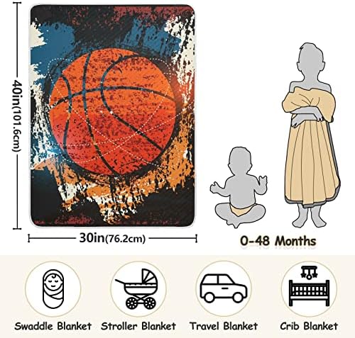 כדורסל טיפוגרפיה יוניסקס רכה שמיכה לתינוקות למיכת פעוטות לעריסה למעון יום עם שמיכת אבטחה חומרית