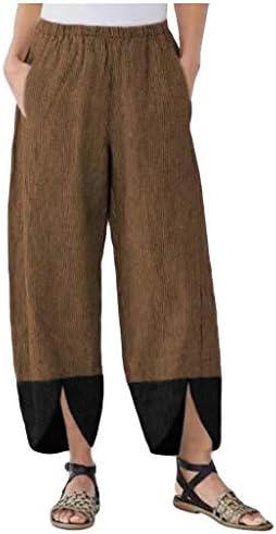 מכנסי מטען של שנגקסיני לנשים מכנסי טרנינג סולידין פשתן סולידי טלאים טלאים
