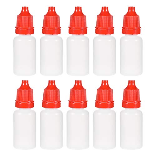 בקבוקי טפטפת מפלסטיק של UXCELL, 10 מל/0.34 גרם בקבוק טפטוף סחיטה ריק עם כובע, אדום, חבילה של 50