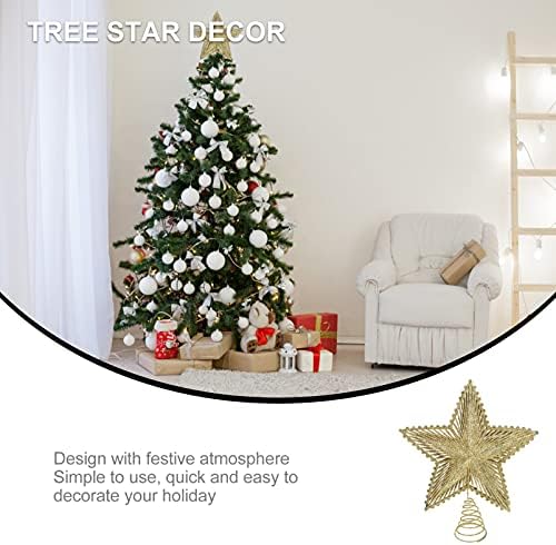 עץ חג המולד בגודל 8 אינץ 'טופר טופר חג המולד עץ עץ נצנצים נצנצים 5 נקודות כוכבים קישוט טופר 3D טופר עץ חג המולד