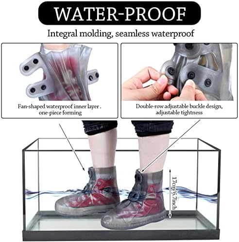 יאהנדה 2 זוגות נעל גשם אטום למים מכסה מעידים מתקפלים על כפתור לא החלקה מגפי גשם מגן לשימוש חוזר מגן חומר TPE נעל