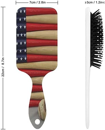 בייסבול עטלף דגל אמריקאי מברשת שיער מברשת מברשת חמוד מסרק כרית אוויר לגברים מתנת שיער נשים