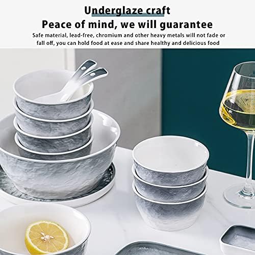 Wyxy 32 PCS קרמיקה כלי אוכל כלי אוכל, כלי שולחן של אבן שיפוע בסגנון נורדי, שירותי ארוחת ערב מודרניים SET