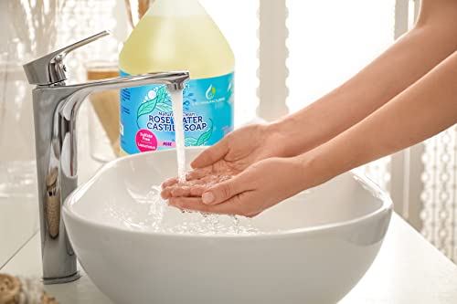 סבון קרקע מי ורדים נוזל סבון קסטיליה טהור לשטיפת פנים, ידיים וגוף-סבון בעבודת יד, טבעוני, ללא הנדסה
