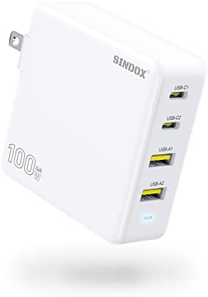 100W GAN III מטען קיר USB-C-SINDOX 100 וואט 4-יציאה PD טעינה מהירה, מתאם כוח רב נייד עבור MacBook