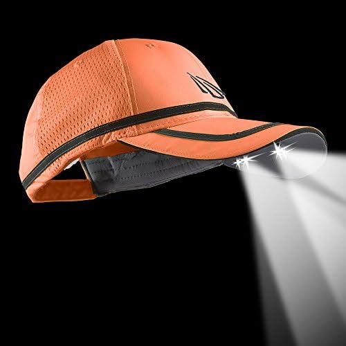 נראות בטיחות Powercap כובע LED 25/10 אולטרה-בהיר פנס מואר מואר ללא סוללה-HI-vis כתום