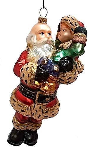 סנטה נושא קישוט עץ קישוט לחג המולד זכוכית פולנית