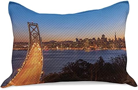 כרית כרית סרוגה בעיר סרוגה בעיר, גשר מפרץ סן פרנסיסקו קליפורניה ארהב הנדסה עירונית הדפסת ציון דרך, כיסוי כריות