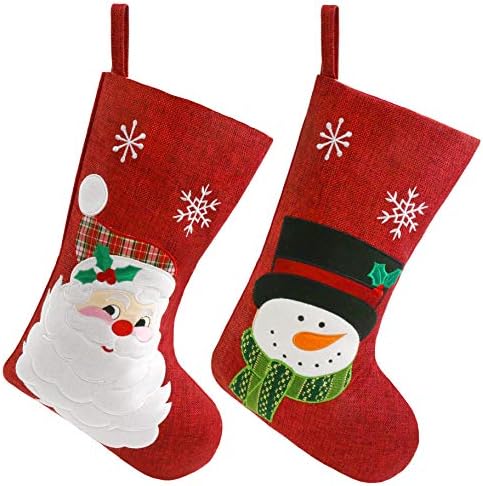 Houwsbaby 2 PCS גרבי חג המולד ערכת סנטה קלאוס גרביים גרביים מחזיקי איש שלג שקיות מתנה לקישוט מסיבות