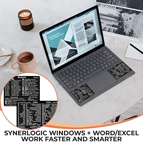 Synerlogic Windows + Word/Excel מדריך להתייחסות מהירה מדבקות קיצור מקשים, ויניל ללא הפסקה
