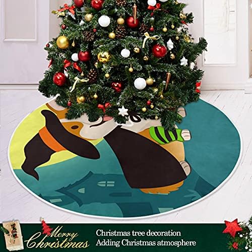 Oarencol ליל כל הקדושים וולש קורגי טריק כלב טפלה בחיה חצאית עץ חג המולד 36 אינץ 'חג המולד של מסיבת חג קישוטי מחצלת