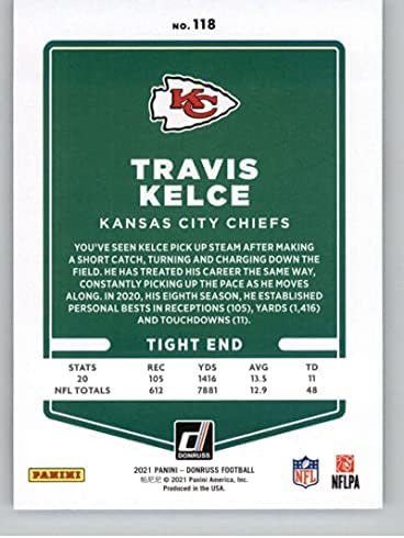 2021 דונרוס וריאציה 118 Travis Kelce Kansas City Chieps הרשמי של NFL Football Card from Panini