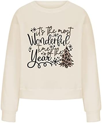 סוודר צוואר נוקמופו של נוקמופו לנשים אופנה מזדמנת של נשים חג המולד מודפס שרוול ארוך O PUNCEROVER TOP