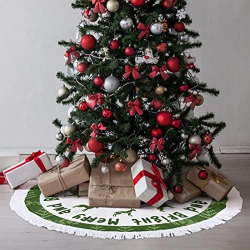חצאית עץ חג המולד, צללית כלב חג המולד מחצלת עץ חג המולד עם ציצית, מחצלת קישוטי חג המולד של