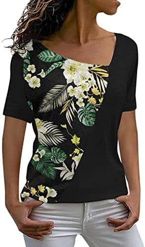 קיץ סתיו שרוול קצר חולצת טש חולצת 2023 עמוק V צוואר כותנה פרח גרפי בראנץ