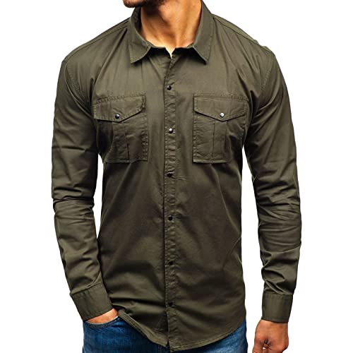 Maiyifu-GJ של שרוול ארוך של גברים חולצות טיול קלות כפתור טקטי קל חולצה מטען רגיל חולצה רזה וחולצה עם כיסים