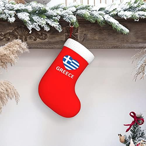 דגל יוון Cutedwarf דגל לב כריסטמה גרביים קישוטי עץ חג המולד גרבי חג המולד למסיבות חג חג המולד מתנות 18