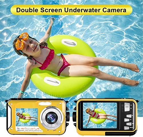 מצלמה דיגיטלית אטומה למים Uupoi, 48MP מקליט וידאו מקליט וידאו, מצלמה מתחת למים 2.7K מצלמת וידאו