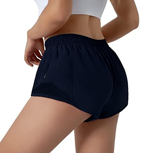 אורפין מכנסי ריצה לנשים, מהיר יבש אתלטי ספורט מכנסיים קל משקל פעיל אימון כושר מכנסיים קצרים עם רוכסן
