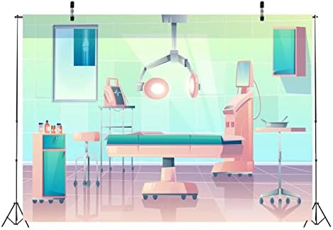 בלקו קריקטורה בית חולים הפעלה חדר רקע 5 על 3 רגל בד רופא ניתוח הרדמה מיטה רפואי ציוד רקע רופא אחות