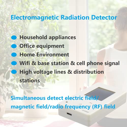 מד EMF, גלאי LCD דיגיטלי נטען כף יד לשדה חשמלי, שדה מגנטי וצפיפות כוח בתדר גבוה, עם פונקצית אזעקה