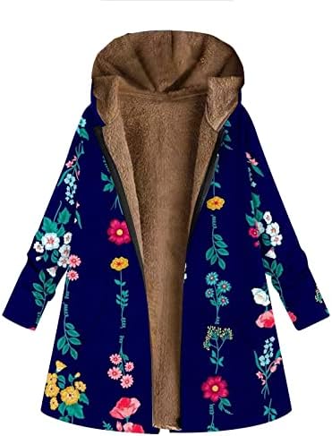 Cokuera נשים טרנדיות הדפסת רוכסן ארוך מעיל עם קפיסה מעיל סווטשירט סתיו קל משקל קל קרדיגן קדמי פתוח גברת גברת