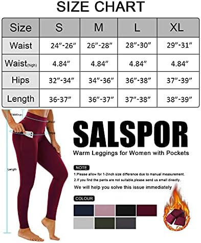 חותלות מרופדות של סאלסור חותמות לנשים למכנסי יוגה עם מותניים גבוהים בחורף עם כיסים אימון תרמי אגוזי