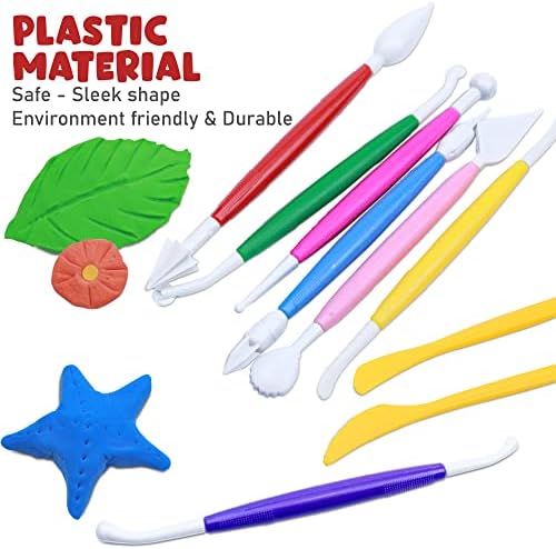 דוגאטו חימר דוגמנות כלים לילדים, 17 יחידות פלסטיק קרמיקה חרס כלי סט, כפול-ראש עיצוב, מגוון צבעים, לעיצוב