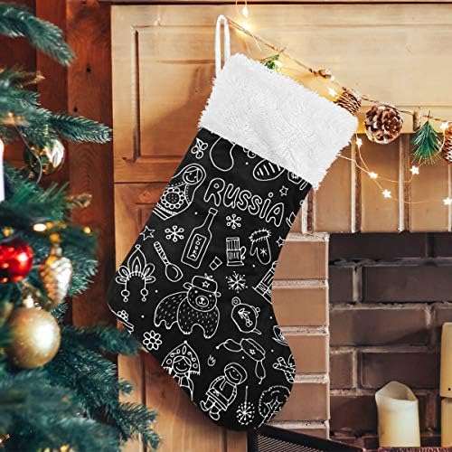 Pimilagu רוסיה קו חלק גרבי חג המולד 1 חבילה 17.7 , גרביים תלויים לקישוט חג המולד
