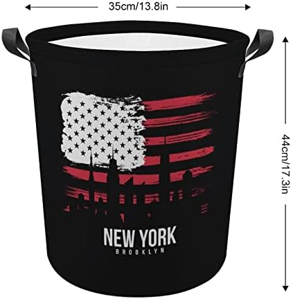 אמריקאי דגל ניו יורק כביסה סל עם ידיות עגול מתקפל כביסת אחסון סל לחדר שינה אמבטיה