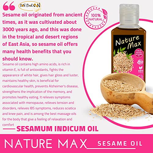 Nature Max Sesame Oil Organic Natural Undiluted Pure For Skin Care Hair & Food & Body & Cooking Cold Pressed