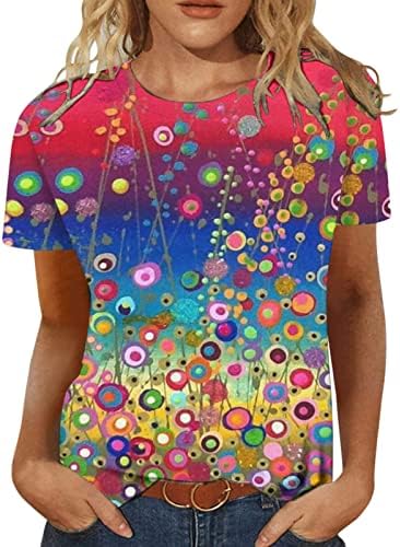 בראנץ ' חולצות לנשים קיץ סתיו קצר שרוול סירת צוואר ציור הדפסת כושר רגוע חולצות חולצות נוער ילדה 2023