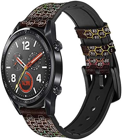 CA0827 ניאון חלת דבש עור תקופתי עור וסיליקון רצועת רצועת שעונים חכמה עבור שעון כף היד Smartwatch Smart Watch