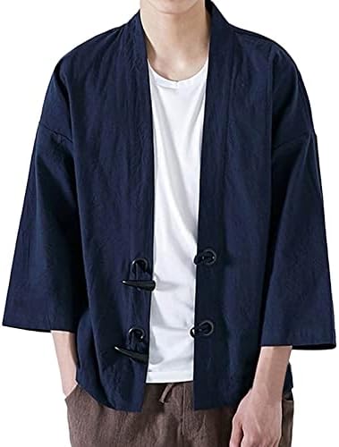 מעילים לגברים אופנה יפנית יוקאטה מעיל מזדמן קימונו קוטון כותנה מעילים עליונים רופפים
