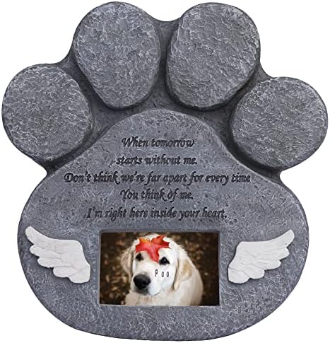 1 כף רגל הדפסת חיות מחמד זיכרון אבן, קבר סמן עם תמונה מסגרת חריץ, אובדן של חיות מחמד מתנה, אישית כלב או חתול זיכרון