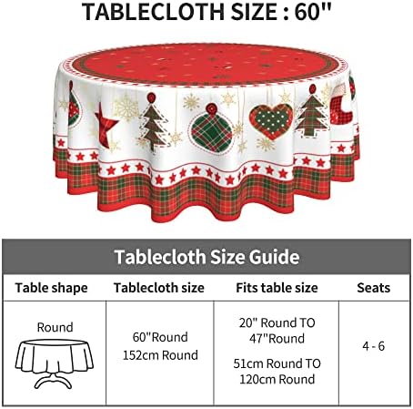 עגול חג המולד מפת שולחן 60 סנטימטרים-עמיד למים עמיד מפות אדום בדוגמת שולחן בד רחיץ חווה שולחן כיסוי
