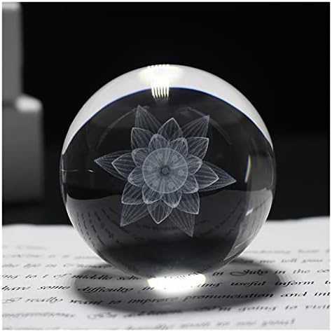 קריסטל גילוף תלת מימד פרחים כדור זכוכית קישוט זכוכית כדור ריפוי מדיטציה פנגשוי עיצוב בית גלובלי אביזרים מתנות