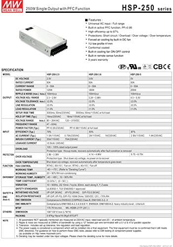 ממוצע טוב HSP-250-3.6 3.6V 50A 180W פלט יחיד עם לוח סימן LED פונקציית PFC