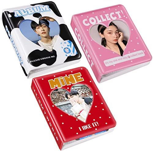 3 מחשבים 3 אינץ 'מיני Kpop Photocard Binder Holder אלבום תמונות Kpop Binder Love Heart Hollow Photocard