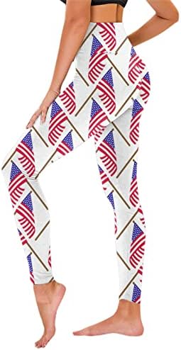 דגל אמריקאי פטריוטי ליגלי נשים מותניים גבוהים מכנסיים פטריוטיים מותניים גבוהים מכנסיים אימון אימון מכנסי