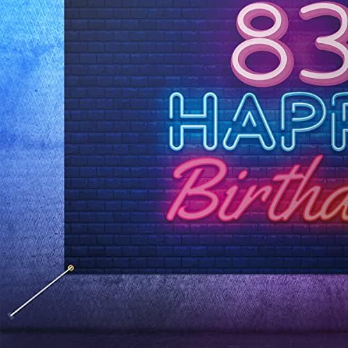 זוהר ניאון שמח 83 יום הולדת רקע באנר דקור שחור-צבעוני זוהר 83 שנים מסיבת יום הולדת נושא קישוטי עבור גברים נשים