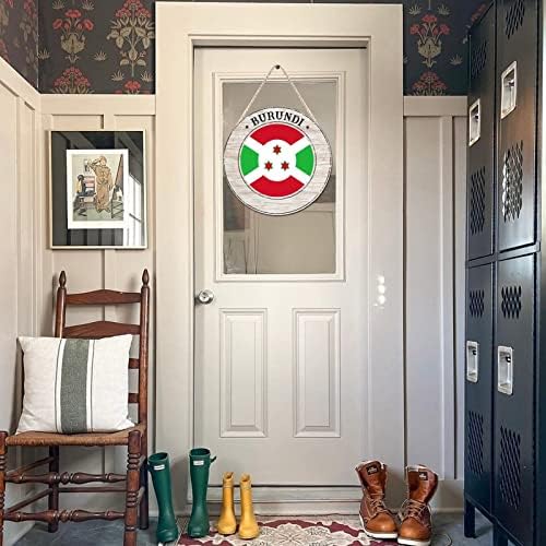 דגל בורונדי שיק עלוב בורונדי חותם שלט תליה עץ, לוח עץ בורונדי פטריוטי לסלון חדר האוכל בחדר