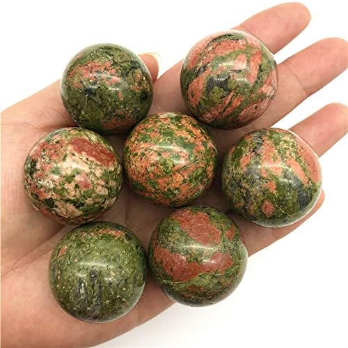 Shitou2231 1pc 30-32 ממ ירוק טבעי אדום לא יא-יאקרני כדור גביש עיסוי עיסוי ריפוי אבנים טבעיות