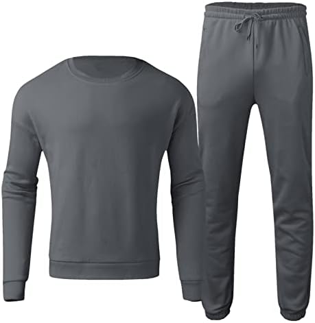 חליפות מסלול של 2 חלקים לגברים שרוול ארוך סוודרים סווטשירטים ומכנסי טרנינג חליפות ריצה רופפות תלבושות ספורט מסוגננות