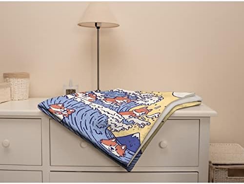ArtBlanket Corgi גל מצחיק זריקת שמיכה צמר צמר סופר רך שמיכה מצחיקה נסיעות לזרוק שמיכה לספה ספה מיטה 40