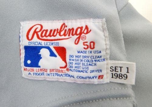 1989 מלאכים בקליפורניה בוב מק'קלור 37 משחק השתמש בג'רזי גריי 50 DP22377 - משחק גופיות MLB משומשות