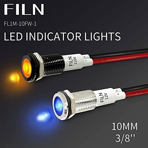 FILN 3PCS 10 ממ מחוון תאורה נורית LED תאורה 110V 120V אורות מנורת טייס מתכת